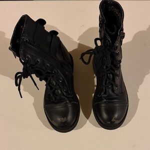 Stylish Black Lace-Up Combat Boots